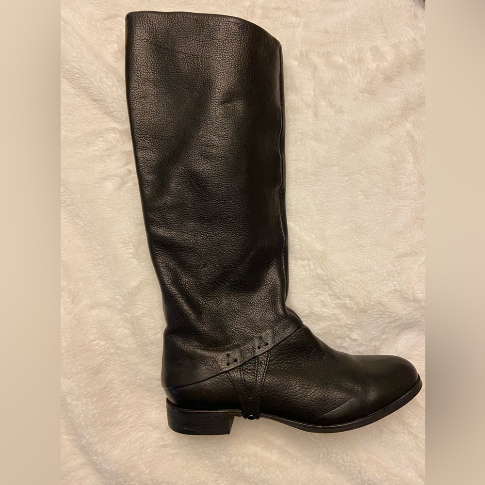 Coclico Black Leather Pull on Riding Boots women size 39